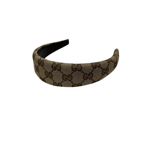 Gucci GG Canvas Padded Hair Band Beige Ebony Brown Classic Design NWT - Picture 4 of 5
